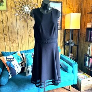 White House Black Market Black Sleeveless A-Line Fit & Flare Classic Midi Dress